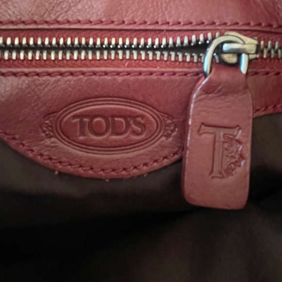 TOD'S Burgundy Red Leather Shoulder Hand Bag - Picture 15 of 16